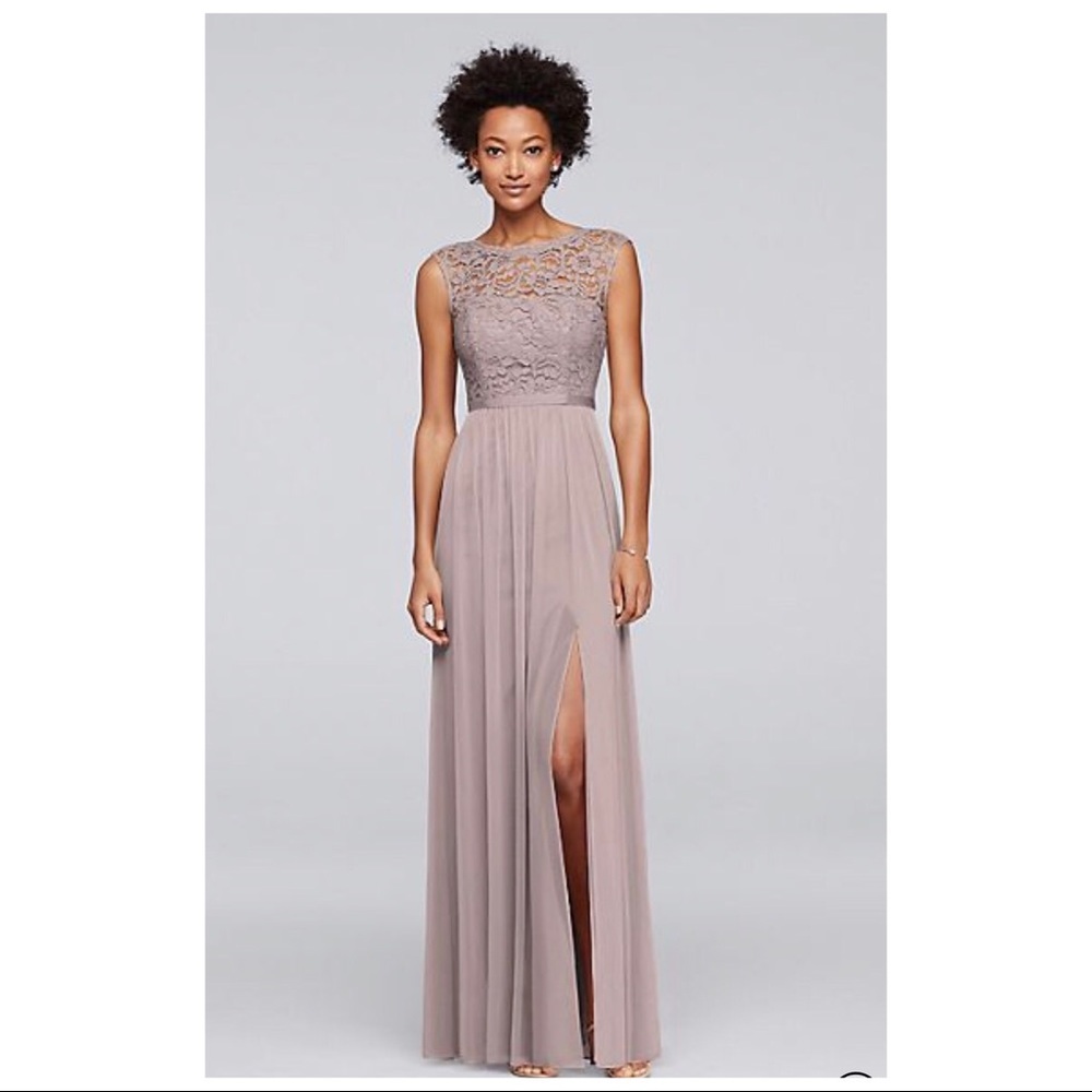 Long Bridesmaid Dress With Lace Bodice